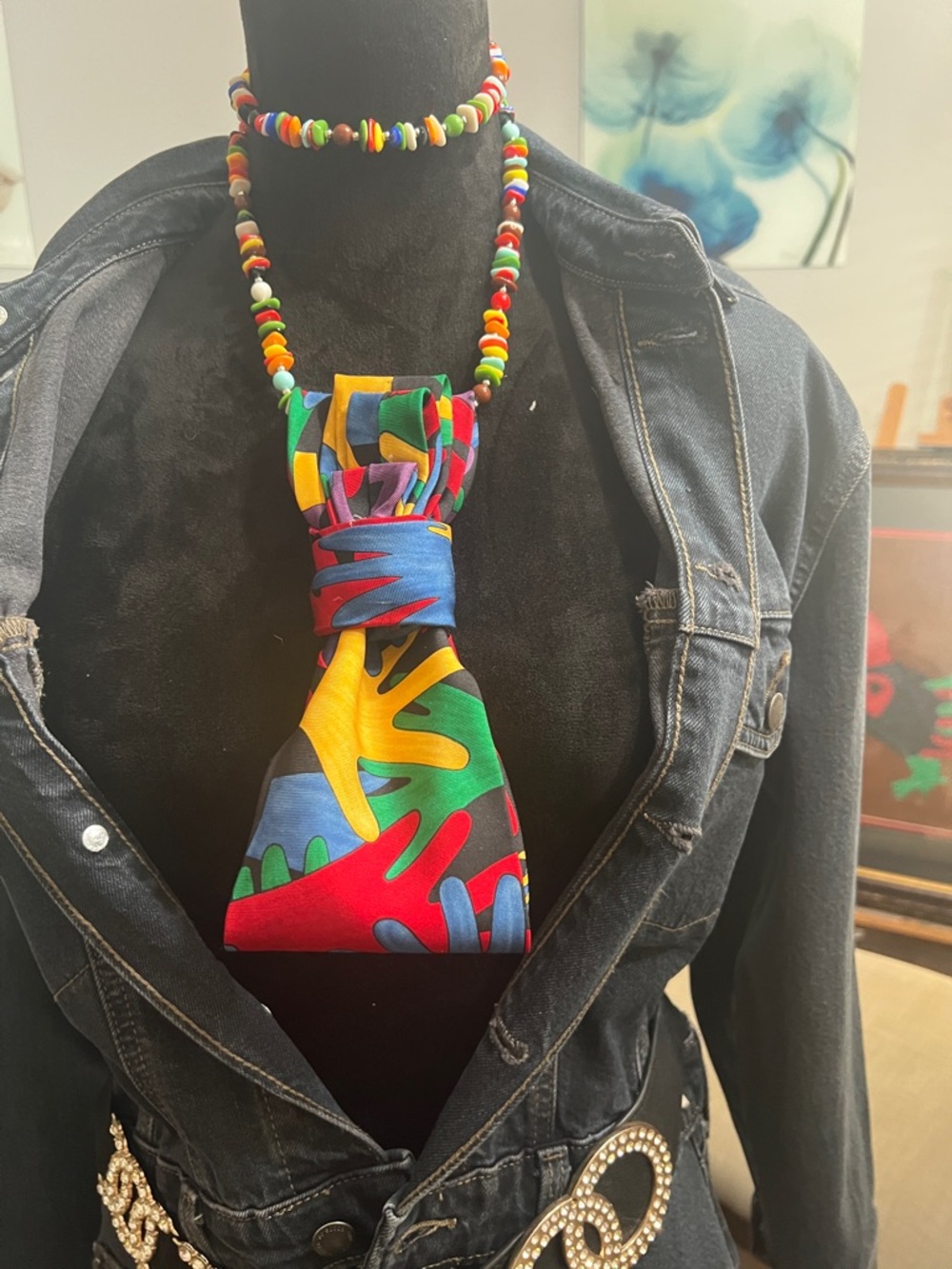 Multicolor Abstract Print Women Neck Tie aka tribal
